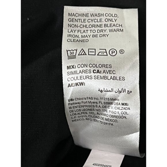 Chico’s Size 00 (US 2) Mini Dot Shift Dress Black White 3/4 Sleeve Work Casual - Picture 11 of 11